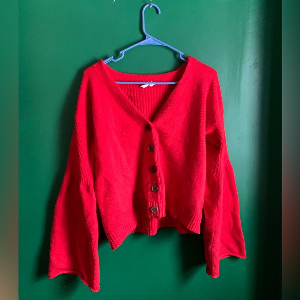 Cherry anthropology bell sleeves sweater